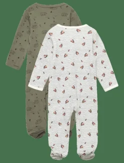 Pippi Nightsuit w/f -buttons 2-pack - One-sie DEEP LICHEN GREEN Sale