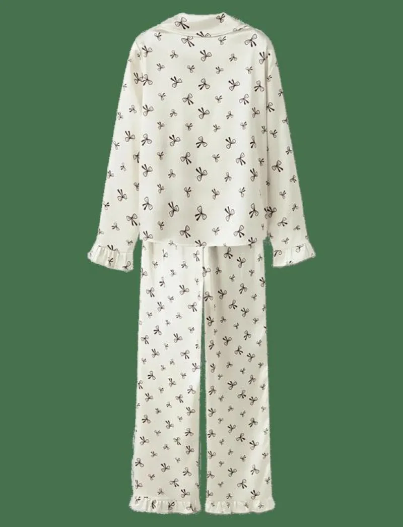 LMTD NLFBOW SATIN PYJAMAS - Set ANTIQUE WHITE Discount