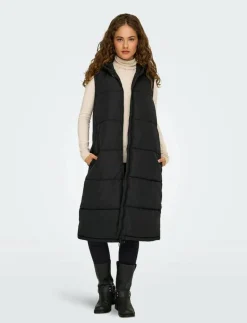 ONLY ONLALINA LONG WAISTCOAT OTW NOOS - Vadderade västar BLACK Hot