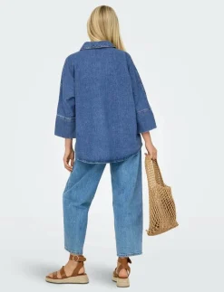 ONLY ONLGRACE 3/4 DNM SHIRT CRO NOOS - Jeansskjortor MEDIUM BLUE DENIM