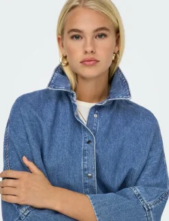 ONLY ONLGRACE 3/4 DNM SHIRT CRO NOOS - Jeansskjortor MEDIUM BLUE DENIM