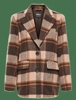 ONLY ONLIMMY LIFE CHECK BLAZER OTW - Enkelknäppta kavajer SILVER MINK Hot