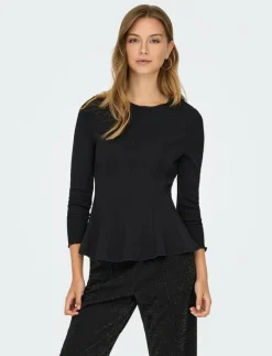 ONLY ONLKENYA L/S PEPLUM TOP JRS - Långärmade toppar BLACK Discount