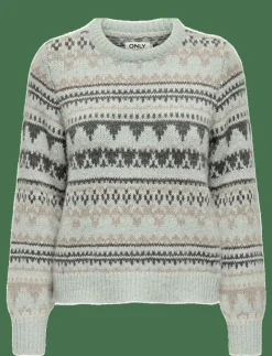 ONLY ONLMONTANA L/S LIFE O-NECK CC KNT - Stickat AQUA GRAY Sale