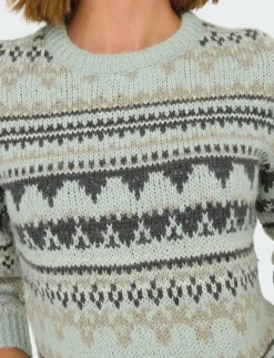 ONLY ONLMONTANA L/S LIFE O-NECK CC KNT - Stickat AQUA GRAY Sale