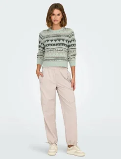 ONLY ONLMONTANA L/S LIFE O-NECK CC KNT - Stickat AQUA GRAY Sale