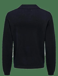 ONLY & SONS ONSADRIAN REG 12 LS CONTRAST POLO KNIT - Långärmade pikéer DARK NAVY