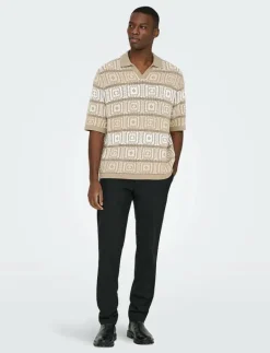 ONLY & SONS ONSBART LIFE RLX 5 SS RESORT KNIT - Kortärmade pikéer CHINCHILLA Best
