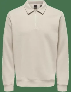 ONLY & SONS ONSCERES 1/4 ZIP SWEAT POLO - Långärmade pikéer SILVER LINING Best