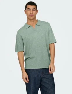 ONLY & SONS ONSGEORGE REG 12 LINEN SS POLO KNIT - Kortärmade pikéer ICEBERG GREEN Hot