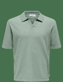 ONLY & SONS ONSGEORGE REG 12 LINEN SS POLO KNIT - Kortärmade pikéer ICEBERG GREEN Hot