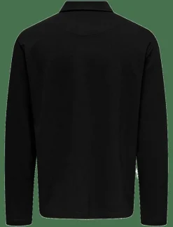 ONLY & SONS ONSNEWKODYL REG HALF ZIP POLO SWEAT VD - Långärmade pikéer JET BLACK Hot