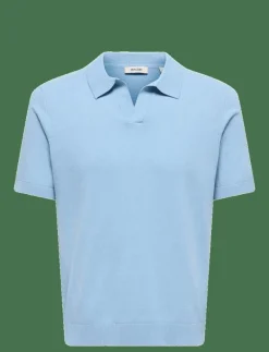 ONLY & SONS ONSTHY LIFE REG SS RESORT KNIT - Kortärmade pikéer BLUE FOG Discount