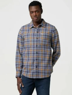 Wrangler OVERSHIRT - Rutiga skjortor NAVY TAN Clearance
