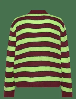 Hosbjerg Patricia Knit Cardigan - Koftor GREEN/ BORDEAUX STRIPE Clearance