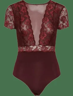 Pieces PCSICCA SS BODYSTOCKING NOOS - Bodies & slips TAWNY PORT New