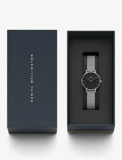 Daniel Wellington Petite 28 Sterling S Black - Analog klocka SILVER Outlet