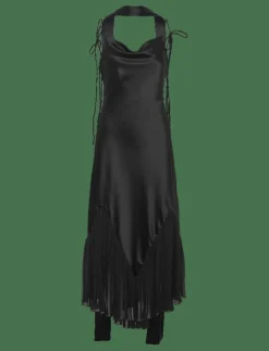 Malina Poppy pleat detailed slip maxi dress - Midiklänningar BLACK Outlet