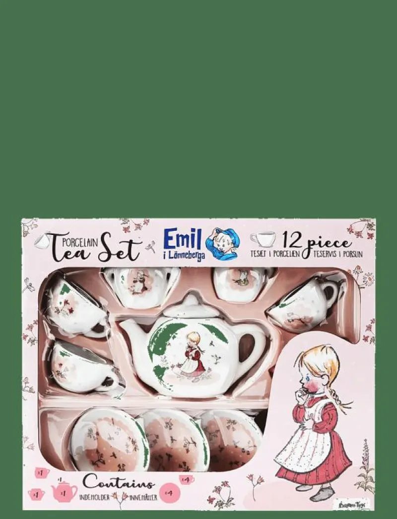 Barbo Toys Porcelain Tea Set with Ida - Emil i Lönneberga - Leksakskök & Tillbehör PINK Sale