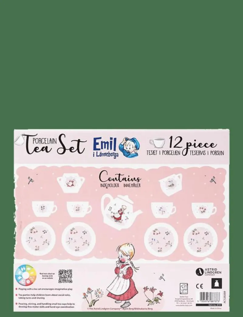 Barbo Toys Porcelain Tea Set with Ida - Emil i Lönneberga - Leksakskök & Tillbehör PINK Sale