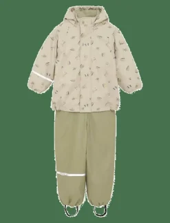 CeLaVi Rainwear Set - AOP, w. fleece - Regnställ WHITE PEPPER Clearance