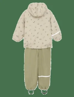 CeLaVi Rainwear Set - AOP, w. fleece - Regnställ WHITE PEPPER Clearance