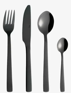 Aida RAW - bestik bestikæske 48 dele blank sort belægning 12 x kniv - ske - gaffel - kaffeske gaveæske - Bestickset BLACK Online