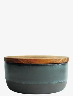 Aida RAW Northern - lille skål m/teaktrælåg og ske 1 stk d9,5xh4,5 cm 24 cl - Skålar & Fat GREEN Hot