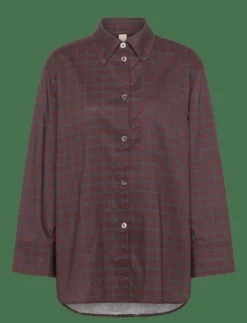 Brixtol Textiles Rhona Off White - Långärmade BURGUNDY FLUID CHECK Hot