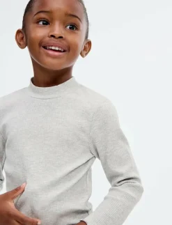 Ribbed high neck t-shirt - Långärmade t-shirts|Mango Clearance