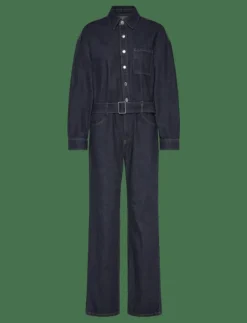 Mango Rinse-wash denim jumpsuit with belt - Jumpsuits OPEN BLUE Best