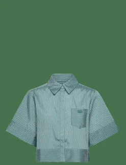 Malina Selene Cropped shirt - Kortärmade skjortor AQUA STRIPE Sale