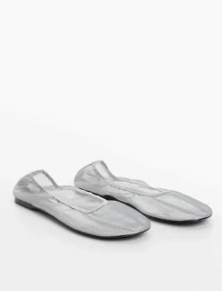 Semi-transparent mesh ballet flats - Ballerinas|Mango Best
