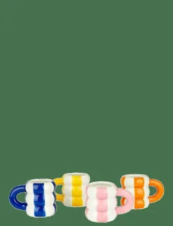 Balvi Set 4 Kaffekoppar i keramik Floats, blandade färger - Kaffekoppar MULTICOLORED Clearance