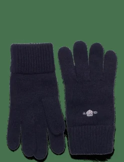 GANT SHIELD WOOL GLOVES - Fingervantar MARINE New