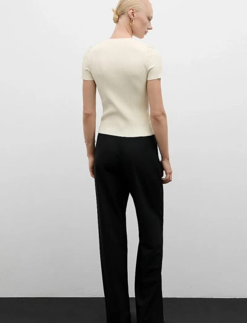 Short-sleeved ribbed sweater with buttons - Stickat|Mango Clearance