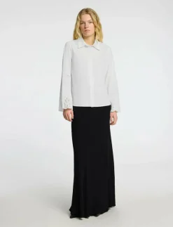 Selected SLFDAHLIA LS BRODERI SHIRT NOOS - Långärmade BRIGHT WHITE Hot