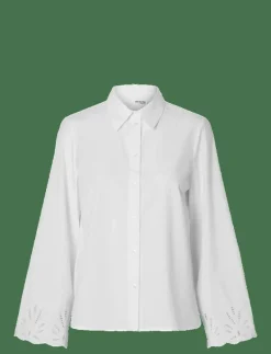 Selected SLFDAHLIA LS BRODERI SHIRT NOOS - Långärmade BRIGHT WHITE Hot