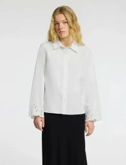Selected SLFDAHLIA LS BRODERI SHIRT NOOS - Långärmade BRIGHT WHITE Hot