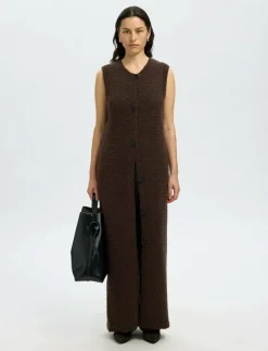 Selected SLFLELOU SL KNIT CARDIGAN DRESS - Stickade västar DELICIOSO Outlet