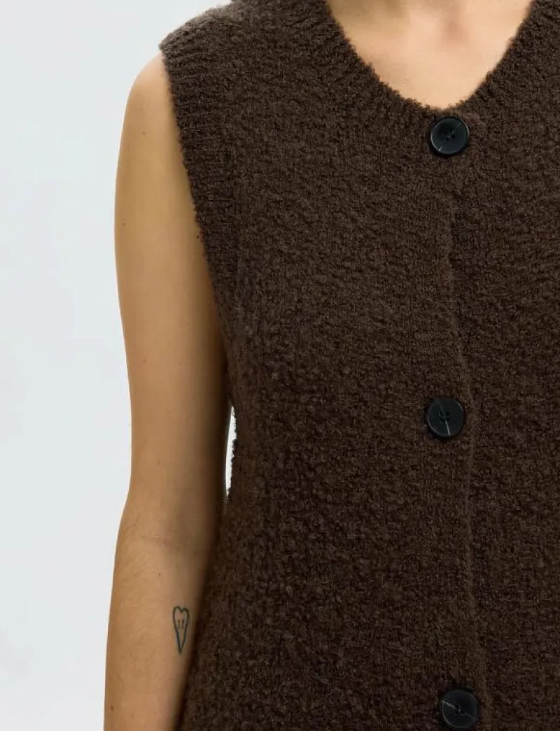 Selected SLFLELOU SL KNIT CARDIGAN DRESS - Stickade västar DELICIOSO Outlet