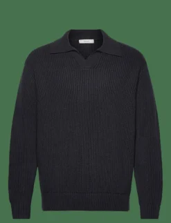 Selected SLHDRY LS KNIT RELAXED OPEN POLO - Stickade pikéer SKY CAPTAIN