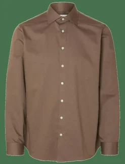 Selected SLHSLIM-ETHAN SHIRT LS SPREAD NOOS - Casual skjortor CHOCOLATE BROWN