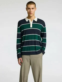 Selected SLHTRAY LS KNIT MERINO RELAXED POLO - Långärmade pikéer VERDANT GREEN Discount