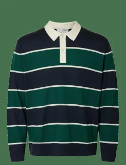 Selected SLHTRAY LS KNIT MERINO RELAXED POLO - Långärmade pikéer VERDANT GREEN Discount