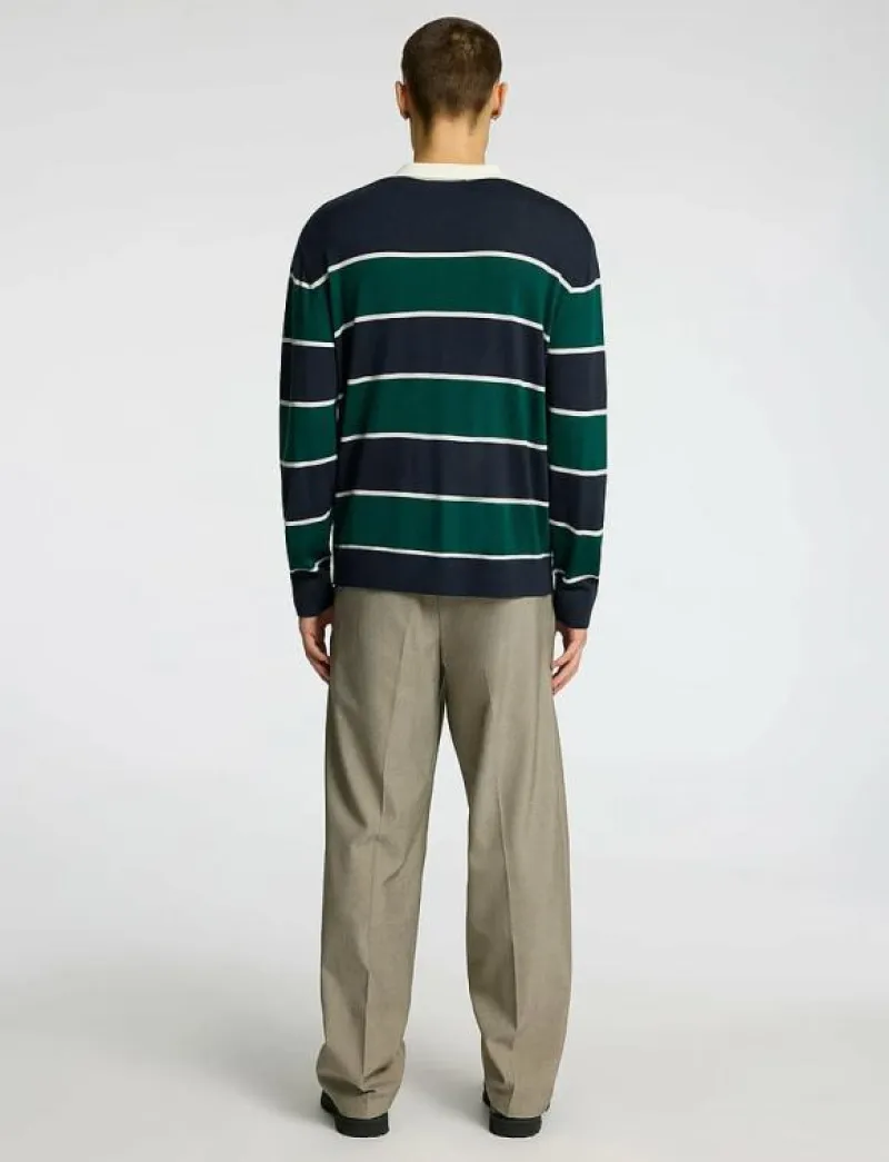 Selected SLHTRAY LS KNIT MERINO RELAXED POLO - Långärmade pikéer VERDANT GREEN Discount