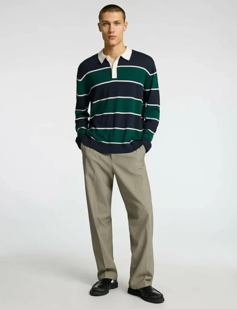 Selected SLHTRAY LS KNIT MERINO RELAXED POLO - Långärmade pikéer VERDANT GREEN Discount