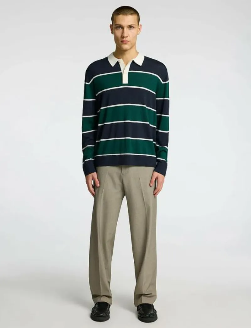 Selected SLHTRAY LS KNIT MERINO RELAXED POLO - Långärmade pikéer VERDANT GREEN Discount