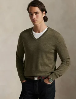 Slim Fit Washable Wool V-Neck Sweater - V-ringat|Polo Ralph Lauren Hot