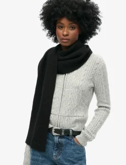 Superdry SOFT RIB KNIT SCARF - Halsdukar BLACK